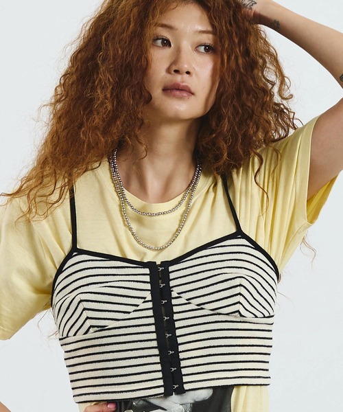 mag.by c（マグバイシー）の「mag.by c/STRIPE BUSTIER（キャミソール・レディース・オフホワイト/ブラウン・ONE SIZE）」の12枚目の写真