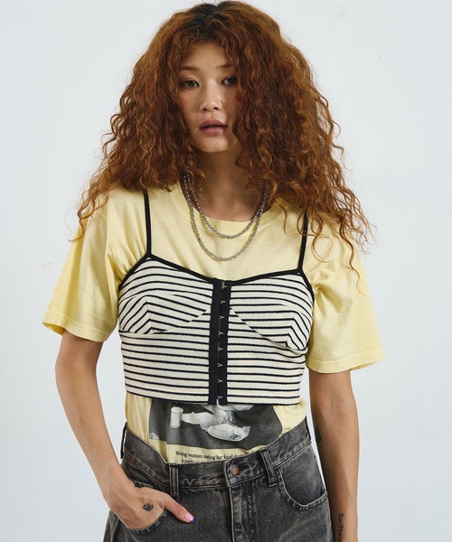mag.by c（マグバイシー）の「mag.by c/STRIPE BUSTIER（キャミソール・レディース・オフホワイト/ブラウン・ONE SIZE）」の13枚目の写真