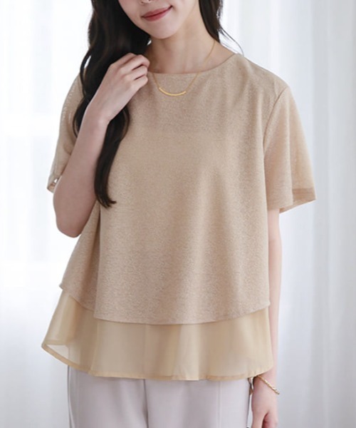 fifth(フィフス)の「レイヤード風ゆるっとデザインカットソー(Tシャツ/カットソー・レディース・ブラック/アイボリー/ベージュ・M)」の1枚目の写真