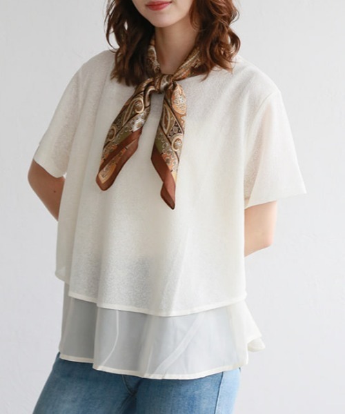 fifth(フィフス)の「レイヤード風ゆるっとデザインカットソー(Tシャツ/カットソー・レディース・ブラック/アイボリー/ベージュ・M)」の2枚目の写真