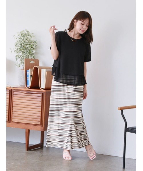 fifth(フィフス)の「レイヤード風ゆるっとデザインカットソー(Tシャツ/カットソー・レディース・ブラック/アイボリー/ベージュ・M)」の8枚目の写真