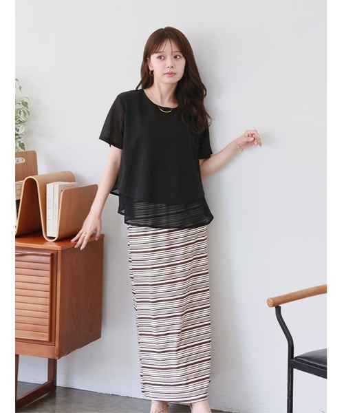 fifth(フィフス)の「レイヤード風ゆるっとデザインカットソー(Tシャツ/カットソー・レディース・ブラック/アイボリー/ベージュ・M)」の10枚目の写真