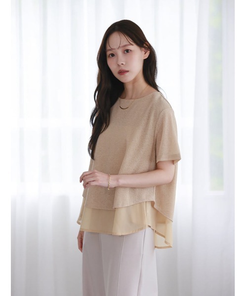 fifth(フィフス)の「レイヤード風ゆるっとデザインカットソー(Tシャツ/カットソー・レディース・ブラック/アイボリー/ベージュ・M)」の13枚目の写真