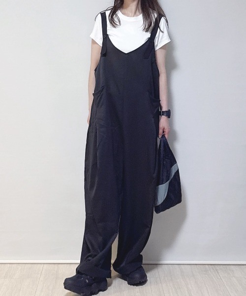 ADDITION STORE(アディションストア)の「\体型カバー♪シンプルデザインが◎/バレルレッグ ワイドサロペット(サロペット/オーバーオール・レディース・グレー/ベージュ/ブラック/ネイビー・FREE)」の8枚目の写真