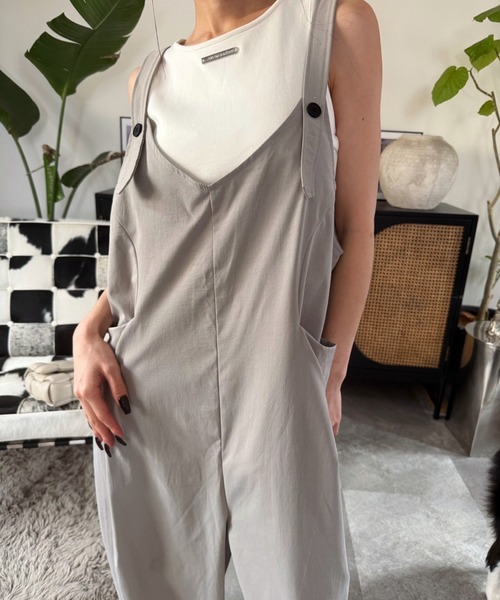 ADDITION STORE(アディションストア)の「\体型カバー♪シンプルデザインが◎/バレルレッグ ワイドサロペット(サロペット/オーバーオール・レディース・グレー/ベージュ/ブラック/ネイビー・FREE)」の22枚目の写真