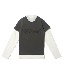 スタシースルーロングスリーブレイヤードシークレット半袖Tシャツセット(アイボリー/チャコール)