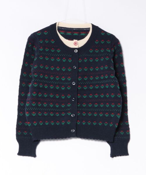 AsRiRe（アスリレイ）の「26aw フラウー柄配色カーディガン（カーディガン/ボレロ・レディース・アイボリー/ブラウン/ネイビー・M）」の3枚目の写真