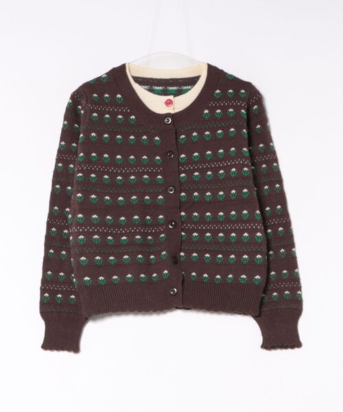 AsRiRe（アスリレイ）の「26aw フラウー柄配色カーディガン（カーディガン/ボレロ・レディース・アイボリー/ブラウン/ネイビー・M）」の2枚目の写真