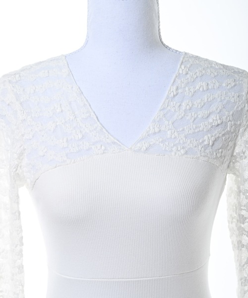 Narcissus(ナルシス)の「【Narcissus】フラワーシースルートップス / シアー 長袖 インナー(Tシャツ/カットソー・レディース・ブラック/ホワイト・FREE)」の8枚目の写真