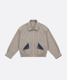 Plaid Contrast Pocket Short Bomber Jacket