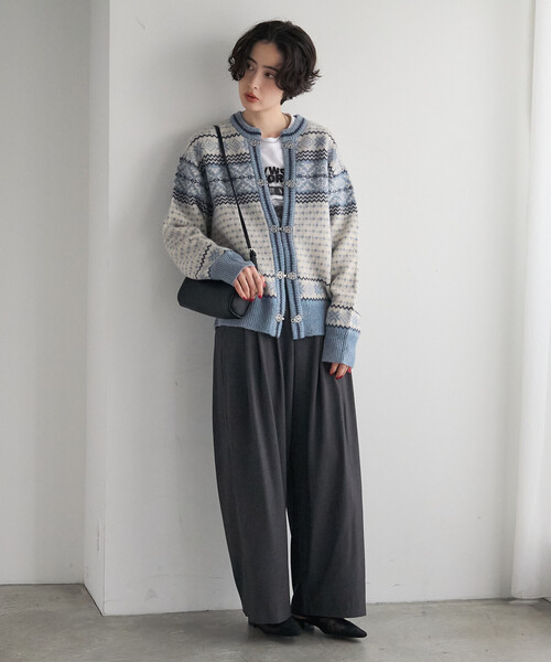 FREAK'S STORE(フリークスストア)の「ウール チロリアンニットカーディガン(ニット/セーター・レディース・ネイビー/チャコール/サックスブルー・フリ-)」の20枚目の写真