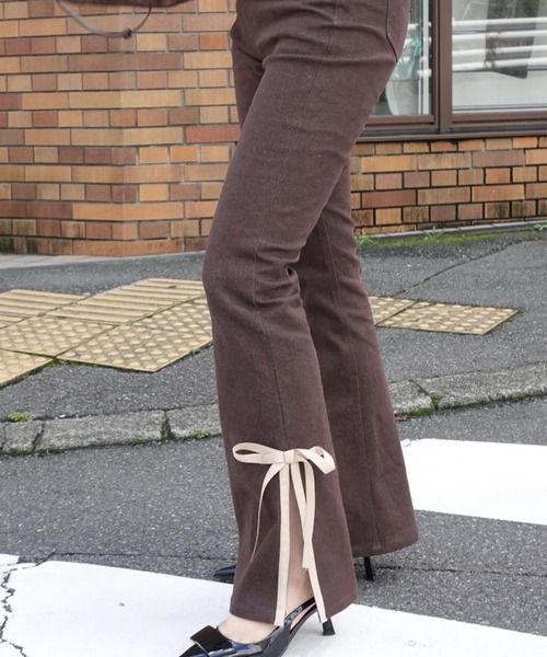 RANCLIC(ランクリック)の「サイドスリットデニムリボンパンツ(デニムパンツ・レディース・ベージュ/ライトブルー/ブラウン・M/S)」の8枚目の写真