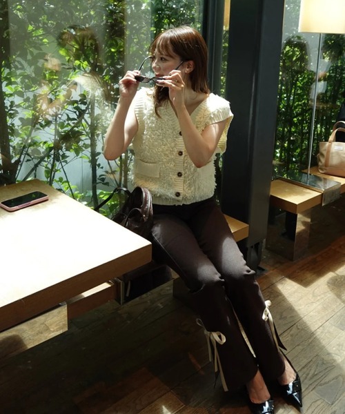 RANCLIC(ランクリック)の「サイドスリットデニムリボンパンツ(デニムパンツ・レディース・ベージュ/ライトブルー/ブラウン・M/S)」の12枚目の写真