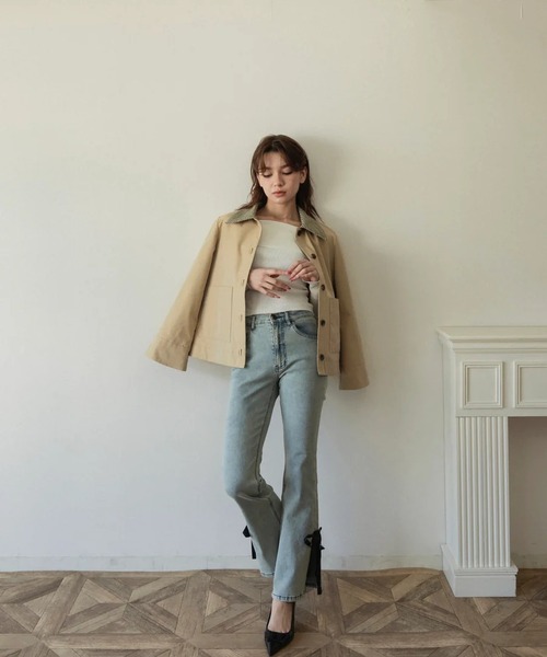 RANCLIC(ランクリック)の「サイドスリットデニムリボンパンツ(デニムパンツ・レディース・ベージュ/ライトブルー/ブラウン・M/S)」の22枚目の写真