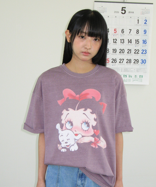 RONRON(ロンロン)の「BETTY BOOP PIGMENT RIBBON OVER FIT T SHIRT PURPLE(Tシャツ/カットソー・レディース・その他・FREE)」の3枚目の写真