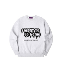 N/H I WANT TO GO HOME オーバーサイズ裏起毛スウェット_メランジホワイト (GOM4-4NH036)