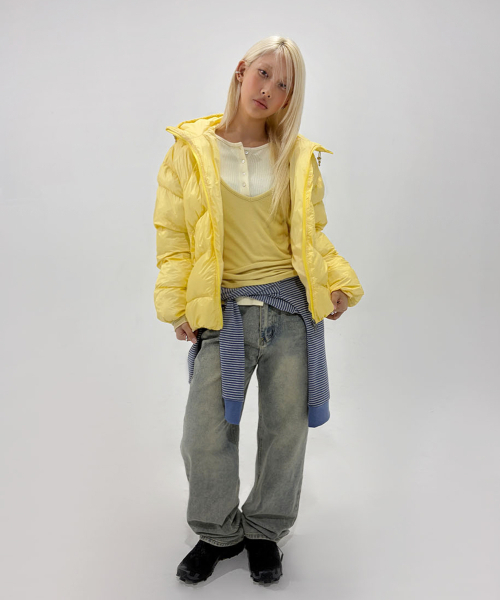 CHICKS(チックス)の「CURB キルティングフーディー パファーダウンジャケット レモン(ダウンジャケット/コート・レディース・レモンイエロー・1)」の3枚目の写真