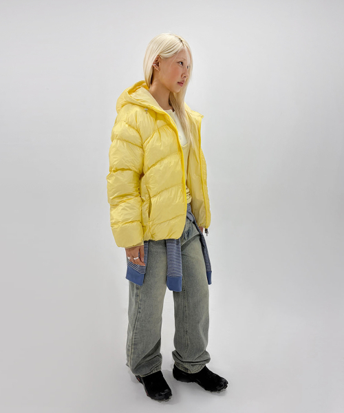 CHICKS(チックス)の「CURB キルティングフーディー パファーダウンジャケット レモン(ダウンジャケット/コート・レディース・レモンイエロー・1)」の4枚目の写真