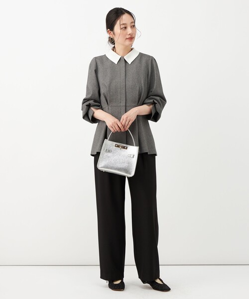 NOLLEY’S(ノーリーズ)の「《吸湿発熱/4サイズ展開》ウォッシャブル裏起毛タックワイドパンツ(その他パンツ・レディース・ブラック/ライトグレー/ホワイト・40/38/36/34)」の6枚目の写真