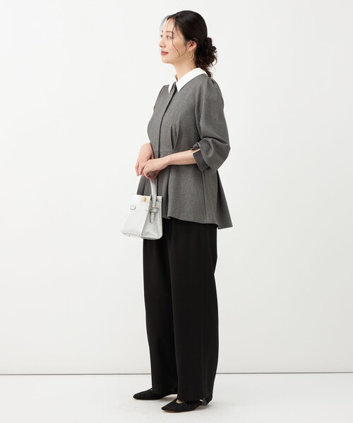 NOLLEY’S(ノーリーズ)の「《吸湿発熱/4サイズ展開》ウォッシャブル裏起毛タックワイドパンツ(その他パンツ・レディース・ブラック/ライトグレー/ホワイト・40/38/36/34)」の9枚目の写真