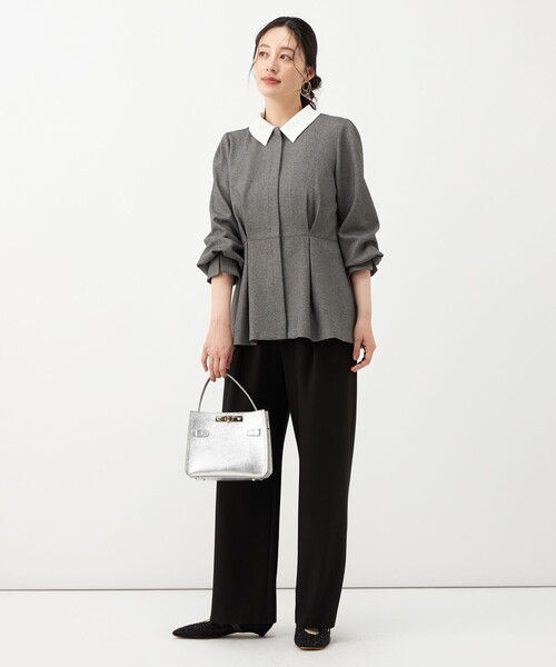 NOLLEY’S(ノーリーズ)の「《吸湿発熱/4サイズ展開》ウォッシャブル裏起毛タックワイドパンツ(その他パンツ・レディース・ブラック/ライトグレー/ホワイト・40/38/36/34)」の10枚目の写真