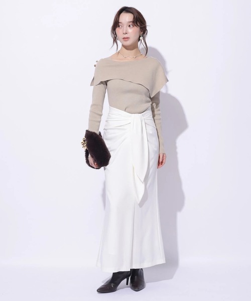 Mystrada(マイストラーダ)の「オフショルケープニット(ニット/セーター・レディース・ホワイト/ブラック/グリーン/ベージュ・38)」の20枚目の写真