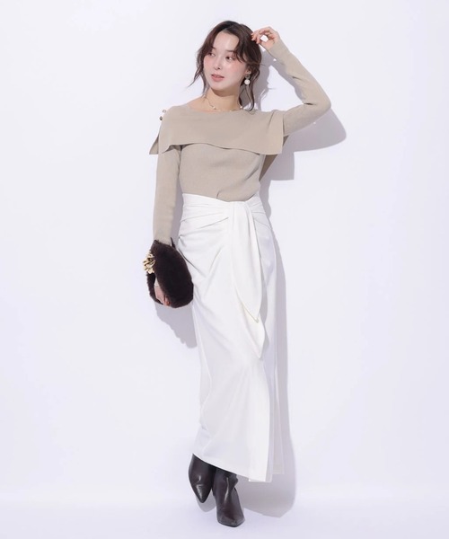 Mystrada(マイストラーダ)の「オフショルケープニット(ニット/セーター・レディース・ホワイト/ブラック/グリーン/ベージュ・38)」の21枚目の写真