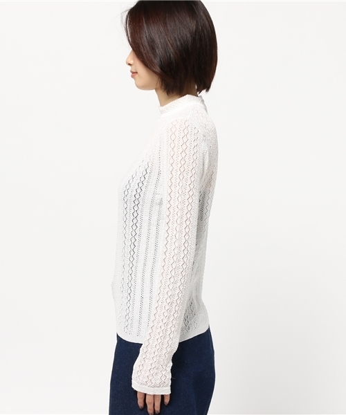 MOUSSY（マウジー）の「LACEY KNIT HIGH NECK TOP（ニット/セーター・レディース・オフホワイト/ライトブルー/カーキ/ブラック/ライトイエロー・FREE）」の7枚目の写真