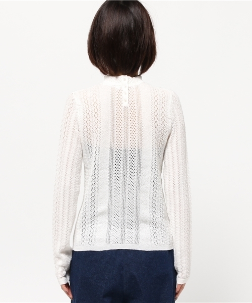 MOUSSY（マウジー）の「LACEY KNIT HIGH NECK TOP（ニット/セーター・レディース・オフホワイト/ライトブルー/カーキ/ブラック/ライトイエロー・FREE）」の8枚目の写真