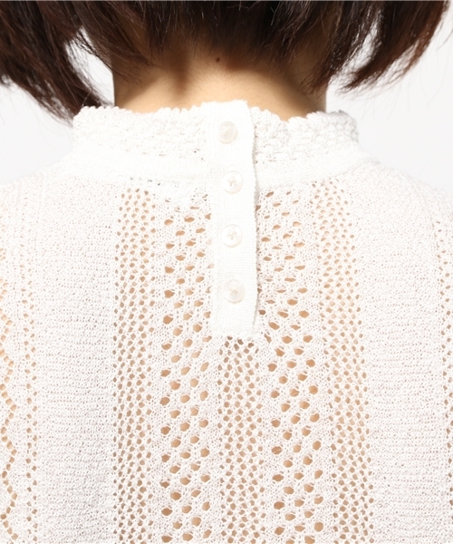 MOUSSY（マウジー）の「LACEY KNIT HIGH NECK TOP（ニット/セーター・レディース・オフホワイト/ライトブルー/カーキ/ブラック/ライトイエロー・FREE）」の10枚目の写真