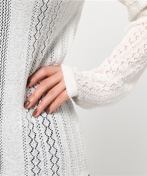 MOUSSY（マウジー）の「LACEY KNIT HIGH NECK TOP（ニット/セーター・レディース・オフホワイト/ライトブルー/カーキ/ブラック/ライトイエロー・FREE）」の12枚目の写真