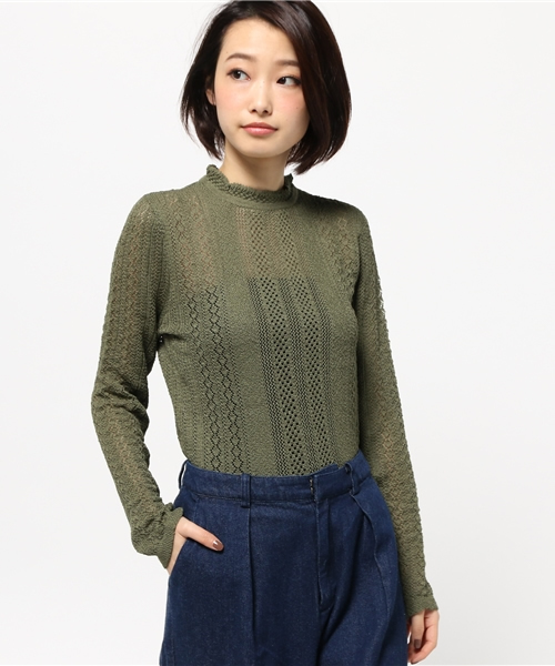 MOUSSY（マウジー）の「LACEY KNIT HIGH NECK TOP（ニット/セーター・レディース・オフホワイト/ライトブルー/カーキ/ブラック/ライトイエロー・FREE）」の17枚目の写真