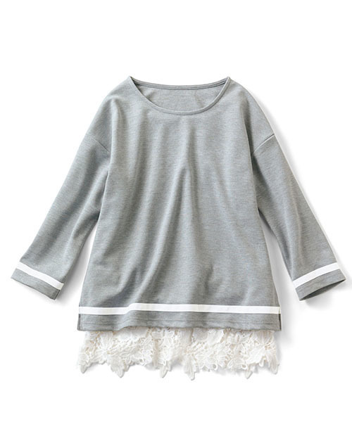 Live in comfort（リブインコンフォート）の「【２枚セット】リブ　イン　コンフォート　おでかけに便利な　のびやかカットソートップス＆豪華レースタンクトップセット　  （タンクトップ・レディース・ブラック×ホワイト/グレー/ネイビー・SMALL/LARGE/X-LARGE/MEDIUM/XX-LARGE）」の5枚目の写真