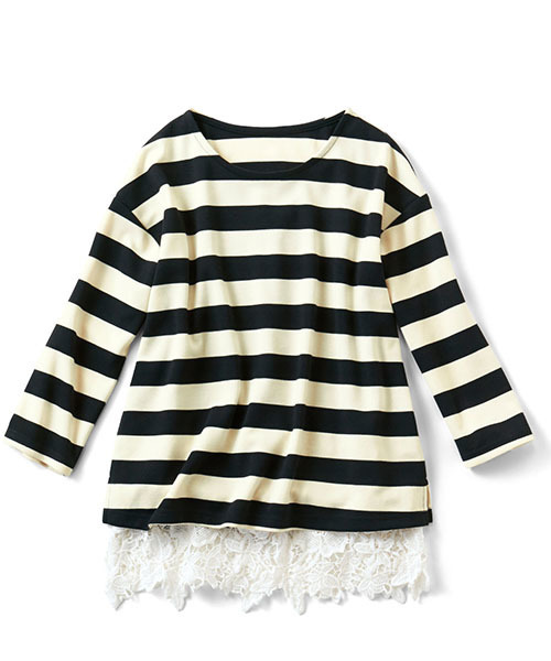 Live in comfort（リブインコンフォート）の「【２枚セット】リブ　イン　コンフォート　おでかけに便利な　のびやかカットソートップス＆豪華レースタンクトップセット　  （タンクトップ・レディース・ブラック×ホワイト/グレー/ネイビー・SMALL/LARGE/X-LARGE/MEDIUM/XX-LARGE）」の6枚目の写真