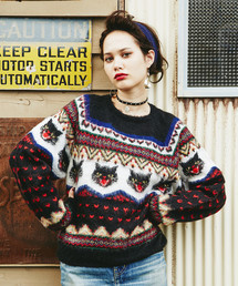 HYSTERIC GLAMOUR | BLACK CATジャカード プルオーバー(ニット/セーター)