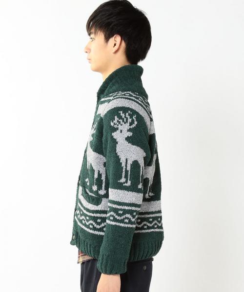 coen（コーエン）の「モールカウチンショールカーディガン（カーディガン/ボレロ・メンズ・ダークグリーン/ダークブラウン・LARGE/SMALL/X-LARGE/MEDIUM）」の4枚目の写真