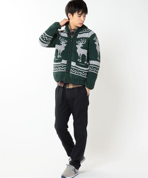 coen（コーエン）の「モールカウチンショールカーディガン（カーディガン/ボレロ・メンズ・ダークグリーン/ダークブラウン・LARGE/SMALL/X-LARGE/MEDIUM）」の3枚目の写真