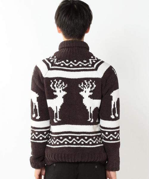 coen（コーエン）の「モールカウチンショールカーディガン（カーディガン/ボレロ・メンズ・ダークグリーン/ダークブラウン・LARGE/SMALL/X-LARGE/MEDIUM）」の5枚目の写真