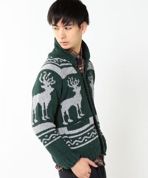 coen（コーエン）の「モールカウチンショールカーディガン（カーディガン/ボレロ・メンズ・ダークグリーン/ダークブラウン・LARGE/SMALL/X-LARGE/MEDIUM）」の8枚目の写真