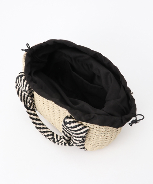 INTERPLANET（インタープラネット）の「ペーパーカゴバッグ（かごバッグ・レディース・カーキ/ベージュ・フリー）」の5枚目の写真