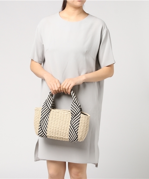 INTERPLANET（インタープラネット）の「ペーパーカゴバッグ（かごバッグ・レディース・カーキ/ベージュ・フリー）」の9枚目の写真