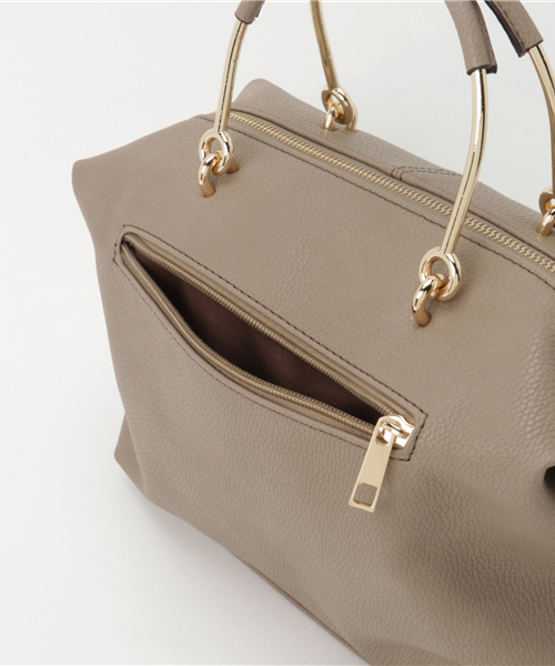 laboratory work（ラボラトリーワーク）の「メタルハンドル2WAYバック（ハンドバッグ・レディース・グレイッシュベージュ/オフホワイト/レッド・フリー）」の6枚目の写真