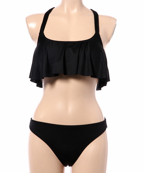 KOBE LETTUCE（コウベレタス）の「胸元フリルでボリュームUP♪[無地/パイナップル/トライバル柄]Yバックストラップフリルキャミビキニ/水着[S104]（水着・レディース・その他1/その他2/その他3/ピンク/オフホワイト/ブラック・ONE SIZE）」の15枚目の写真