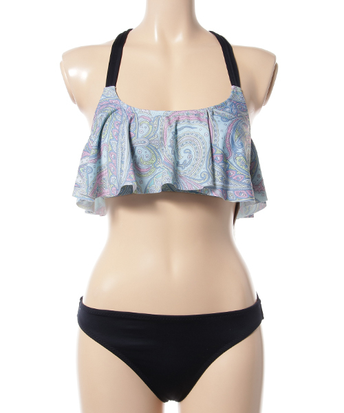 KOBE LETTUCE（コウベレタス）の「胸元フリルでボリュームUP♪[無地/パイナップル/トライバル柄]Yバックストラップフリルキャミビキニ/水着[S104]（水着・レディース・その他1/その他2/その他3/ピンク/オフホワイト/ブラック・ONE SIZE）」の6枚目の写真