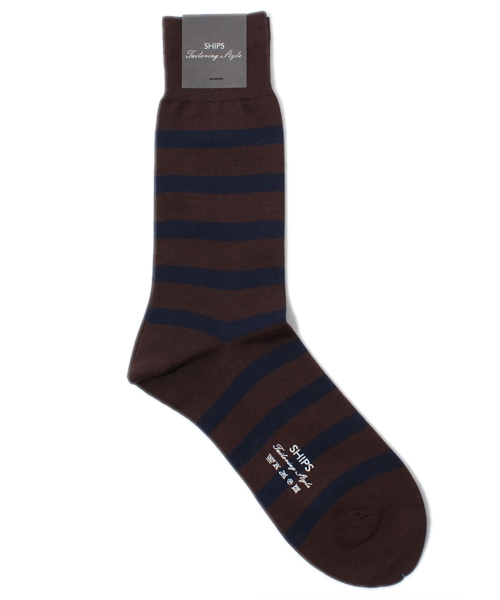 SHIPS(シップス)の「SD: ボーダー ソックス(ソックス/靴下・メンズ・グレー/チャコールグレー/ブラック/ブラウン/オリーブ/ネイビー・ONE SIZE)」の4枚目の写真