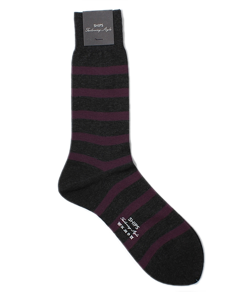 SHIPS(シップス)の「SD: ボーダー ソックス(ソックス/靴下・メンズ・グレー/チャコールグレー/ブラック/ブラウン/オリーブ/ネイビー・ONE SIZE)」の3枚目の写真