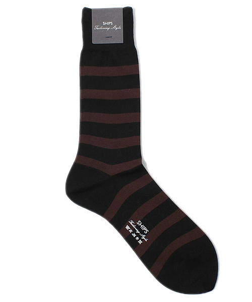 SHIPS(シップス)の「SD: ボーダー ソックス(ソックス/靴下・メンズ・グレー/チャコールグレー/ブラック/ブラウン/オリーブ/ネイビー・ONE SIZE)」の2枚目の写真