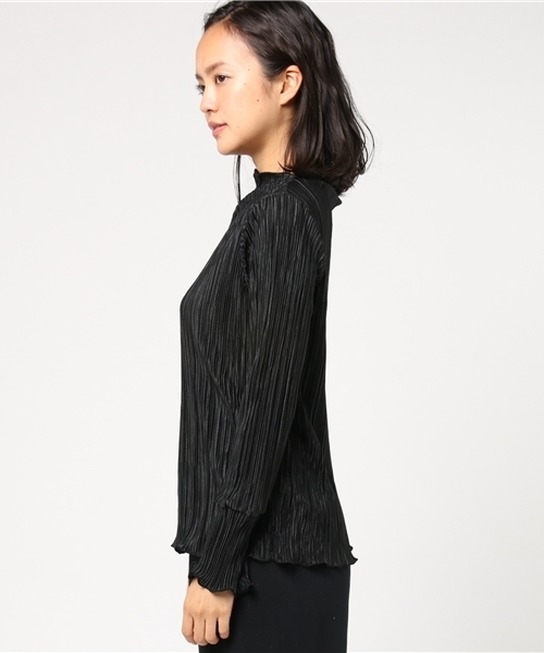 merlot plus(メルロープリュス)の「プリーツボートネックトップス1066(Tシャツ/カットソー・レディース・ベージュ/キャメル/ブラック/パープル/ピンク・FREE)」の7枚目の写真