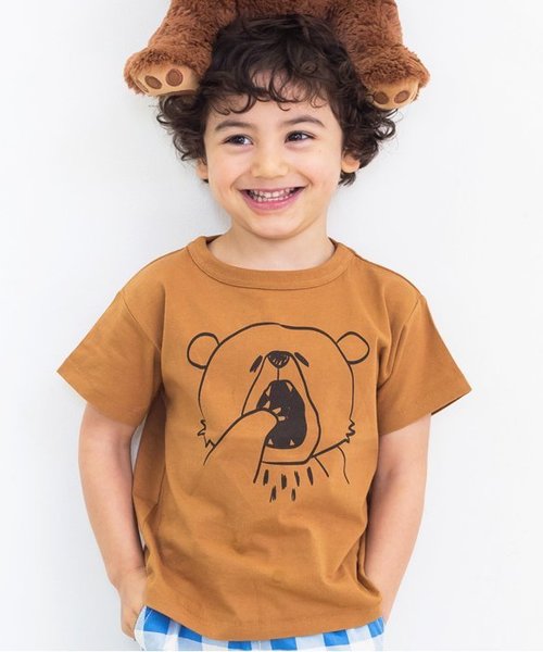 BREEZE（ブリーズ）の「ネット限定4色2柄どうぶつTシャツ（Tシャツ/カットソー・キッズ・キャメル/クリーム/グリーン/サーモンピンク・140/80/110/130/100/120/90/95）」の3枚目の写真