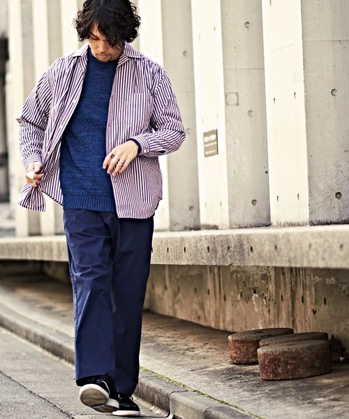 CIAOPANIC（チャオパニック）の「ストライプギャザーシャツ（シャツ/ブラウス・メンズ・ネイビー/イエロー/ブルー・SMALL/MEDIUM/LARGE）」の9枚目の写真